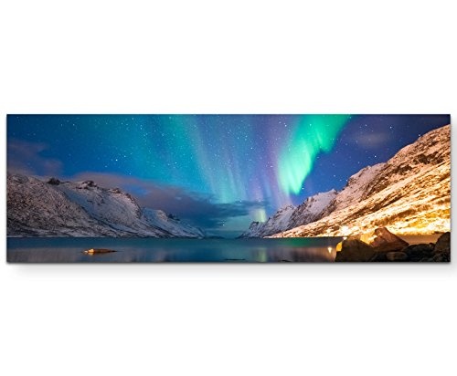 Paul Sinus Art Leinwandbilder | Bilder Leinwand 150x50cm Polarlichter in Norwegen