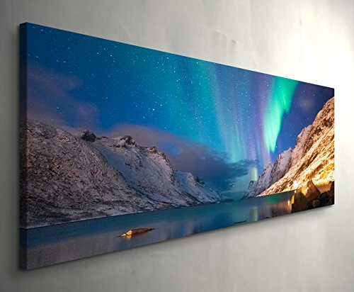 Paul Sinus Art Leinwandbilder | Bilder Leinwand 150x50cm Polarlichter in Norwegen