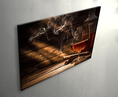 Paul Sinus Art Leinwandbilder | Bilder Leinwand 120x80cm Whiskey und Zigarette