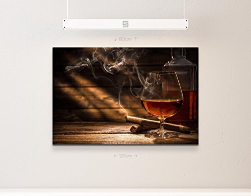 Paul Sinus Art Leinwandbilder | Bilder Leinwand 120x80cm Whiskey und Zigarette