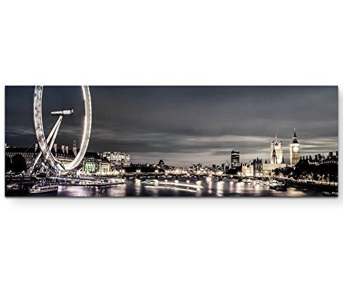 Paul Sinus Art Leinwandbilder | Bilder Leinwand 120x40cm London in der Abenddämmerung