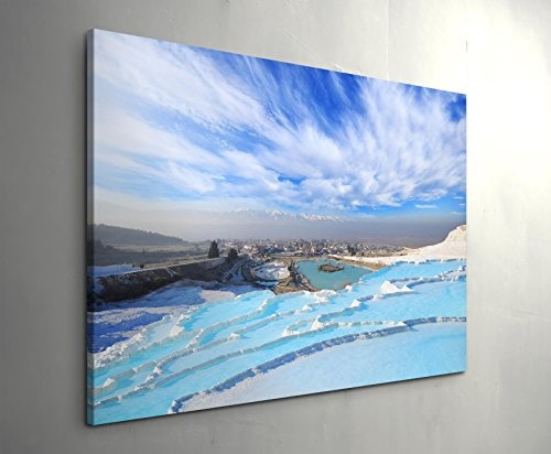 Paul Sinus Art Leinwandbilder | Bilder Leinwand 120x80cm Einzigartige Kalksinterterrassen von Pamukkale - Türkei