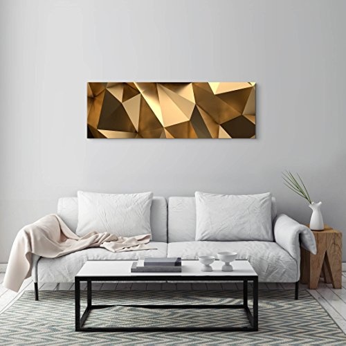 Paul Sinus Art Leinwandbilder | Bilder Leinwand 150x50cm 3D Goldener Hintergrund