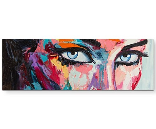 Paul Sinus Art Leinwandbilder | Bilder Leinwand 150x50cm Abstraktes Portrait - Frau