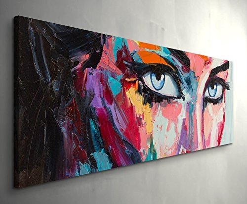 Paul Sinus Art Leinwandbilder | Bilder Leinwand 150x50cm Abstraktes Portrait - Frau