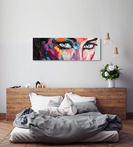 Paul Sinus Art Leinwandbilder | Bilder Leinwand 150x50cm Abstraktes Portrait - Frau