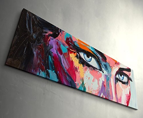 Paul Sinus Art Leinwandbilder | Bilder Leinwand 150x50cm Abstraktes Portrait - Frau