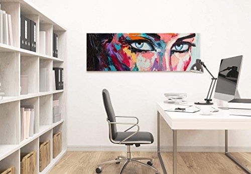 Paul Sinus Art Leinwandbilder | Bilder Leinwand 150x50cm Abstraktes Portrait - Frau