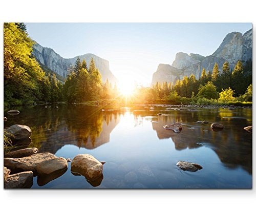 Paul Sinus Art Leinwandbilder | Bilder Leinwand 120x80cm Sonnenaufgang im Yosemite-Nationalpark