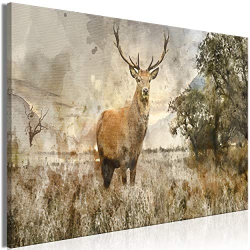 decomonkey | Mega XXXL Bilder Hirsch | Wandbild Leinwand 160x80 cm Selbstmontage DIY Einteiliger XXL Kunstdruck zum aufhängen | Natur Tiere
