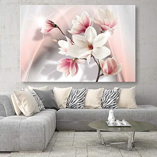 decomonkey | Mega XXXL Bilder Blumen | Wandbild Leinwand 160x80 cm Selbstmontage DIY Einteiliger XXL Kunstdruck zum aufhängen | Magnolien Abstrakt