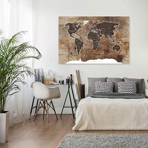 decomonkey | Mega XXXL Bilder Weltkarte | Wandbild Leinwand 160x80 cm Selbstmontage DIY Einteiliger XXL Kunstdruck zum aufhängen | Landkarte Kontinente