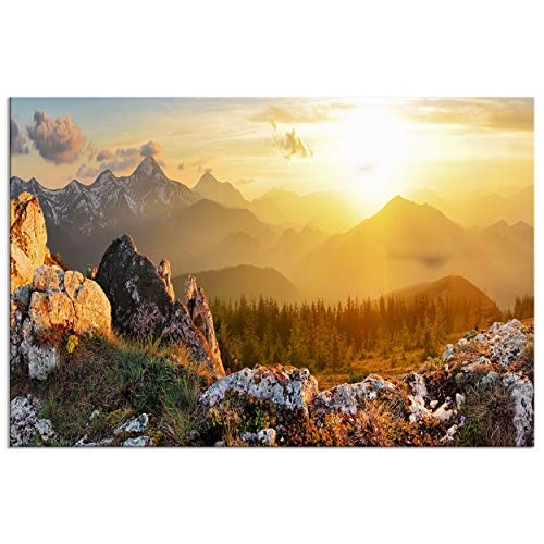 decomonkey | Mega XXXL Bilder Gebirge Berge | Wandbild Leinwand 160x80 cm Selbstmontage DIY Einteiliger XXL Kunstdruck zum aufhängen | Natur Landschaft