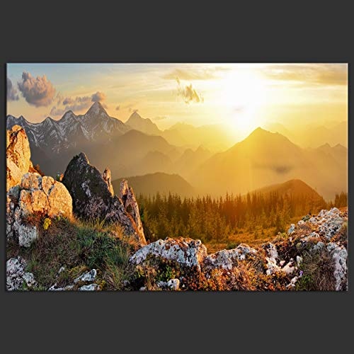decomonkey | Mega XXXL Bilder Gebirge Berge | Wandbild Leinwand 160x80 cm Selbstmontage DIY Einteiliger XXL Kunstdruck zum aufhängen | Natur Landschaft