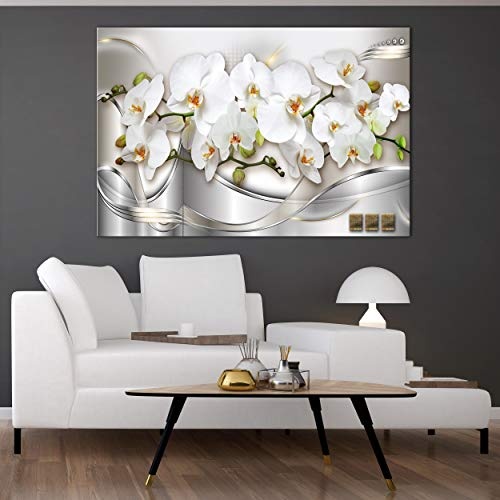 decomonkey | Mega XXXL Bilder Blumen Abstrakt | Wandbild Leinwand 165x110 cm Selbstmontage DIY Einteiliger XXL Kunstdruck zum aufhängen | Orchidee