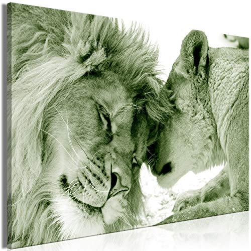 decomonkey | Mega XXXL Bilder Löwe Afrika | Wandbild Leinwand 160x80 cm Selbstmontage DIY Einteiliger XXL Kunstdruck zum aufhängen | Tiere Wildlife grün