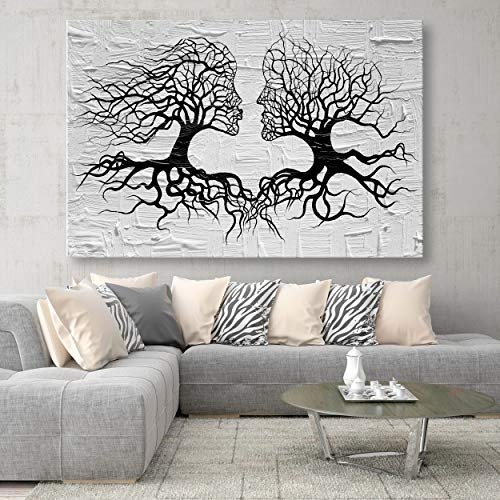 decomonkey | Mega XXXL Bilder Abstrakt Baum | Wandbild Leinwand 170x85 cm Selbstmontage DIY Einteiliger XXL Kunstdruck zum aufhängen | Bäume Liebe Frau