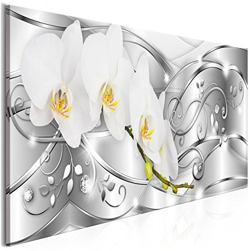 decomonkey Bilder Blumen Abstrakt 135x45 cm 1 Teilig Leinwandbilder Bild auf Leinwand Vlies Wandbild Kunstdruck Wanddeko Wand Wohnzimmer Wanddekoration Deko Orchidee modern