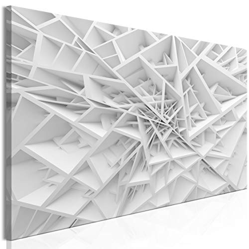 decomonkey Bilder Abstrakt 150x50 cm 1 Teilig Leinwandbilder Bild auf Leinwand Wandbild Kunstdruck Wanddeko Wand Wohnzimmer Wanddekoration Deko Modern Weiß Geometrisch