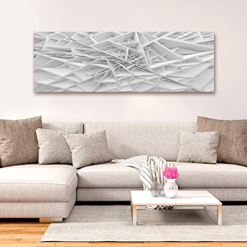 decomonkey Bilder Abstrakt 150x50 cm 1 Teilig Leinwandbilder Bild auf Leinwand Wandbild Kunstdruck Wanddeko Wand Wohnzimmer Wanddekoration Deko Modern Weiß Geometrisch