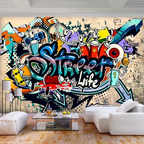 decomonkey Fototapete selbstklebend Graffiti 294x210 cm XL Selbstklebende Tapeten Wand Fototapeten Tapete Wandtapete klebend Klebefolie Street Art Jugendzimmer