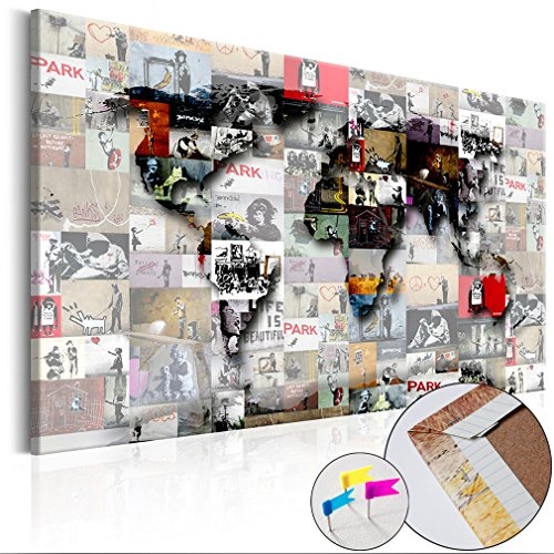 Weltkarte Pinnwand 120x80 cm Leinwand | Bilder...