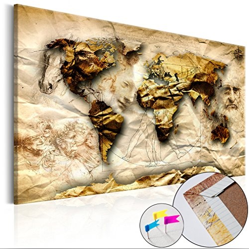 Weltkarte Pinnwand 90x60 cm Leinwand | Bilder...