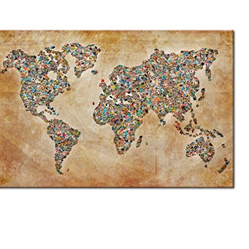 Weltkarte Pinnwand 90x60 cm Leinwand | Bilder...