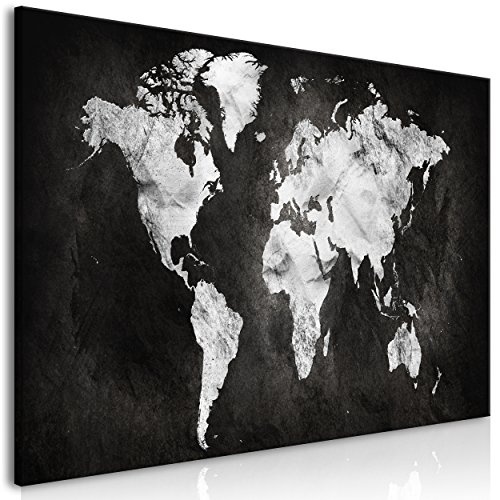 decomonkey Leinwand Bilder nachtleuchtend Weltkarte...