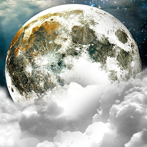 decomonkey Leinwand Bilder nachtleuchtend 120x40 cm 1 Teilig Wandbilder Tag & Nacht Design Bilder mit 3D nachleuchtenden Farben Vlies Leinwand Mond Himmel Sterne Nacht Wolken DKC0218alla1PS