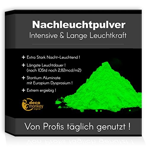 decomonkey Profi Nachleuchtpigment Glühpulver 200g grün Nachtleuchtendes Phosphoreszierend selbstleuchtend Glow Pulver Nachleuchtpulver Leuchtfarben Nacht Leuchtpulver