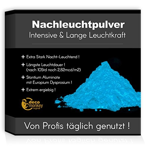 decomonkey Profi Nachleuchtpigment Glühpulver 40g blau/türkis Nachtleuchtendes Phosphoreszierend selbstleuchtend Glow Pulver Nachleuchtpulver Leuchtfarben Nacht Leuchtpulver