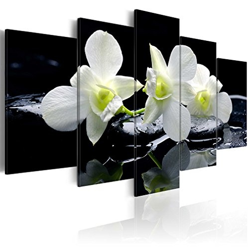 decomonkey Bilder Blumen Orchidee 200x100 cm XXL 5 Teilig...