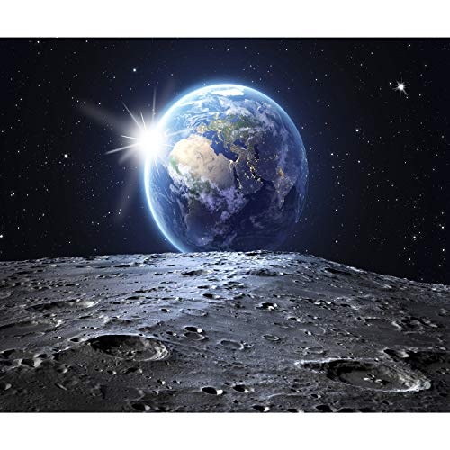 decomonkey Fototapete selbstklebend Mond Erde 294x210 cm XL Selbstklebende Tapeten Wand Fototapeten Tapete Wandtapete klebend Klebefolie Stern Planet