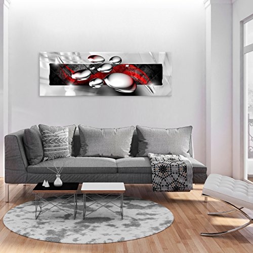 decomonkey Bilder Abstrakt 150x50 cm 1 Teilig Leinwandbilder Bild auf Leinwand Wandbild Kunstdruck Wanddeko Wand Wohnzimmer Wanddekoration Deko Modern Kugeln grau rot