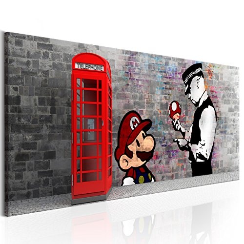 decomonkey Bilder Banksy 135x25 cm 1 Teilig Leinwandbilder Bild auf Leinwand Vlies Wandbild Kunstdruck Wanddeko Wand Wohnzimmer Wanddekoration Deko Graffiti Retro Polizei