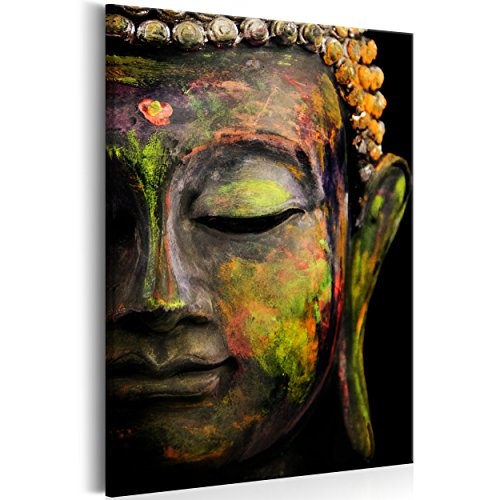 decomonkey Bilder Budda 80x120 cm 1 Teilig Leinwandbilder Bild auf Leinwand Wandbild Kunstdruck Wanddeko Wand Wohnzimmer Wanddekoration Deko Buddhismus Buddha