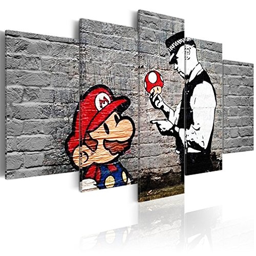 decomonkey Bilder Mario Banksy 200x100 cm 5 Teilig...