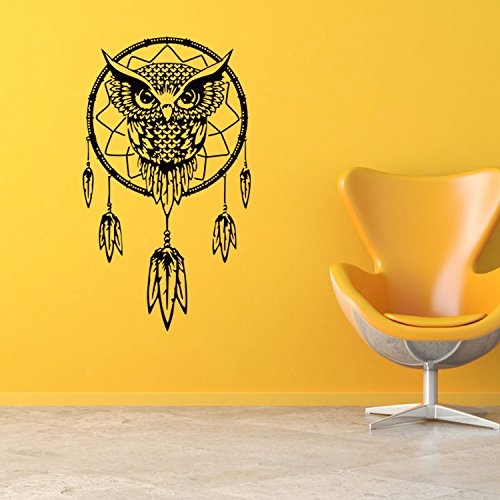 Wandaufkleber Mädchen Art Design Indian Dream Catcher Dekor Diy Aufkleber Eule Decals Vinyl Wandbilder Tier Wandpapier Home Decoration 56X80 CM