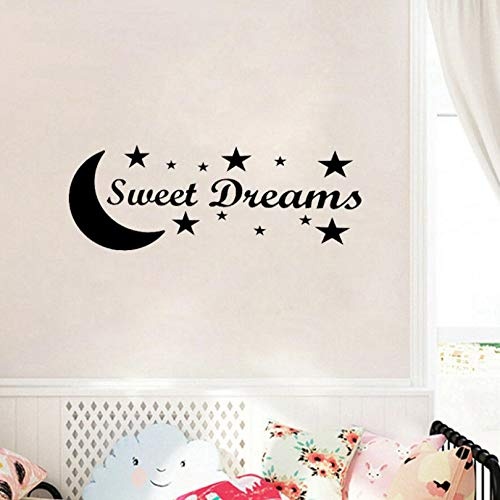 ljjljj Cartoon Sweet Dreams Moon Sterne Art Decor PVC Wandaufkleber für Kinderzimmer 59x22cm