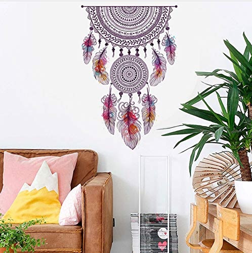 Retro-Stil zu fangen Monternet Dream Catcher bunte Feder Wand Aufkleber Art Design für Wohnzimmer Schlafzimmer Kinderzimmer Wand Aufkleber