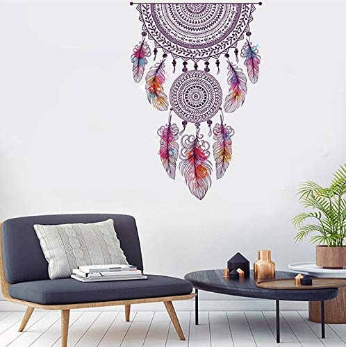 Retro-Stil zu fangen Monternet Dream Catcher bunte Feder Wand Aufkleber Art Design für Wohnzimmer Schlafzimmer Kinderzimmer Wand Aufkleber