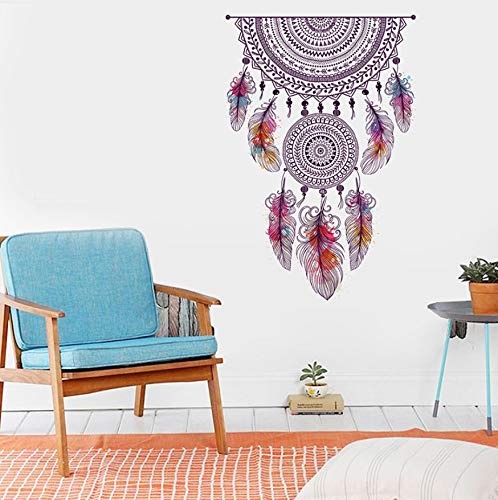 Retro-Stil zu fangen Monternet Dream Catcher bunte Feder Wand Aufkleber Art Design für Wohnzimmer Schlafzimmer Kinderzimmer Wand Aufkleber