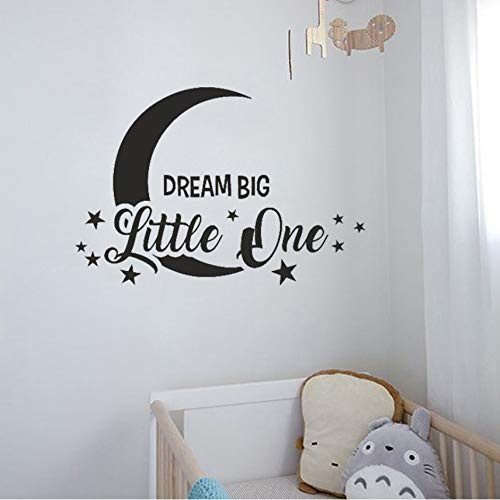Lvabc 56X38Cm Dream Big Little One Wandtattoos Mond & Sterne Wandaufkleber Für Kinderzimmer Zitate Wand Dekor Für Kinder Baby Schlafzimmer