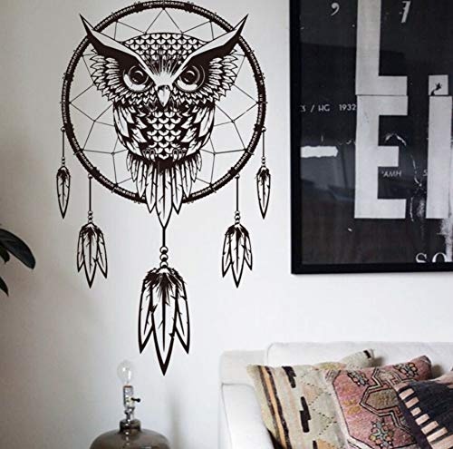 Qliyt Art Design Indian Dream Catcher Decor Diy Wandaufkleber Eule Decals Vinyl Wandbilder Aufkleber Tier Wall Paper Home Decoration 43 Cm X 76 Cm, Schwarz