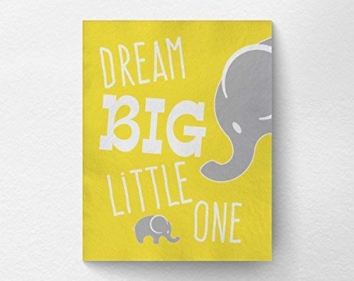 cwb2jcwb2jcwb2j Dream Big Little One Elephant Nursery Wall Art Print Poster Baby Animal Nursery Decor 8x10 Art Print Unframed 20X25cm