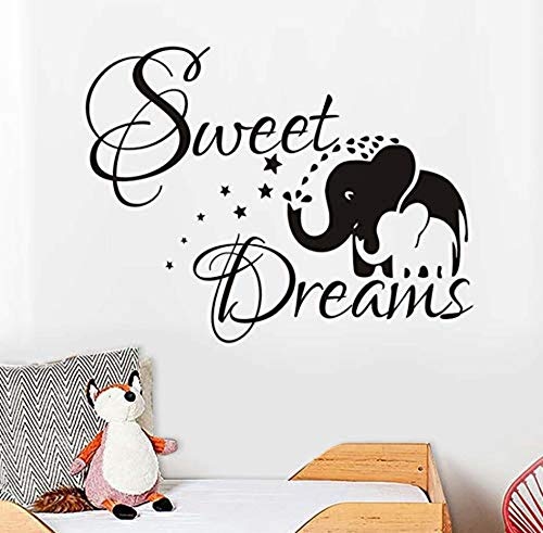 Sweet Dreams Elephant Mom und ihr Baby Wandaufkleber Pvc Vinyl Art Decals Diy Tapete 76X58Cm