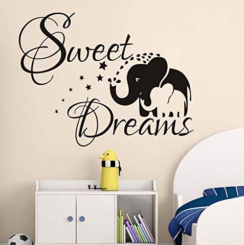 Luzhenyi Sweet Dreams Elephant Mom And Her Baby Wall Sticker Pvc Vinyl Art Decals Diy Wallpaper For Kids Bedroom Home Decor