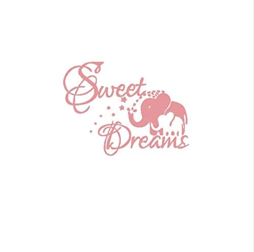 LGXINGLIyidian Sweet Dream Elephant Wall Stickers Nursery Room Decorations Cartoon Animal Letter DIY Bedroom Decals Mural Arts Printing 44cmx57cm C