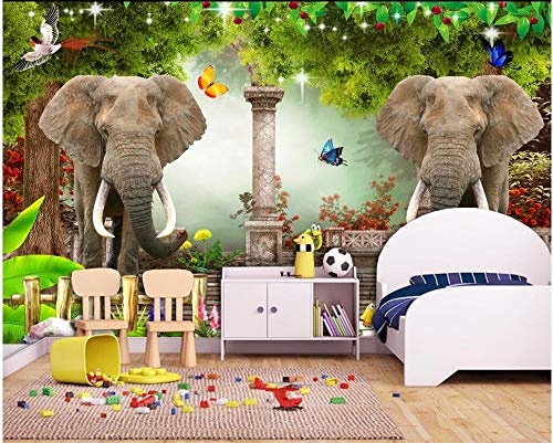 Xcmb 3D Tapete 3D Wallpaper Custom Mural Elephant Dream Forest Forest ChildrenS Room Wallpaper For Wall 3 D Home Improvement Print Fabric-450Cmx300Cm